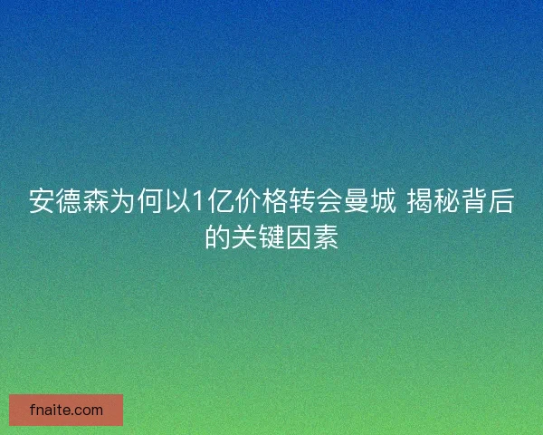 安德森为何以1亿价格转会曼城 揭秘背后的关键因素